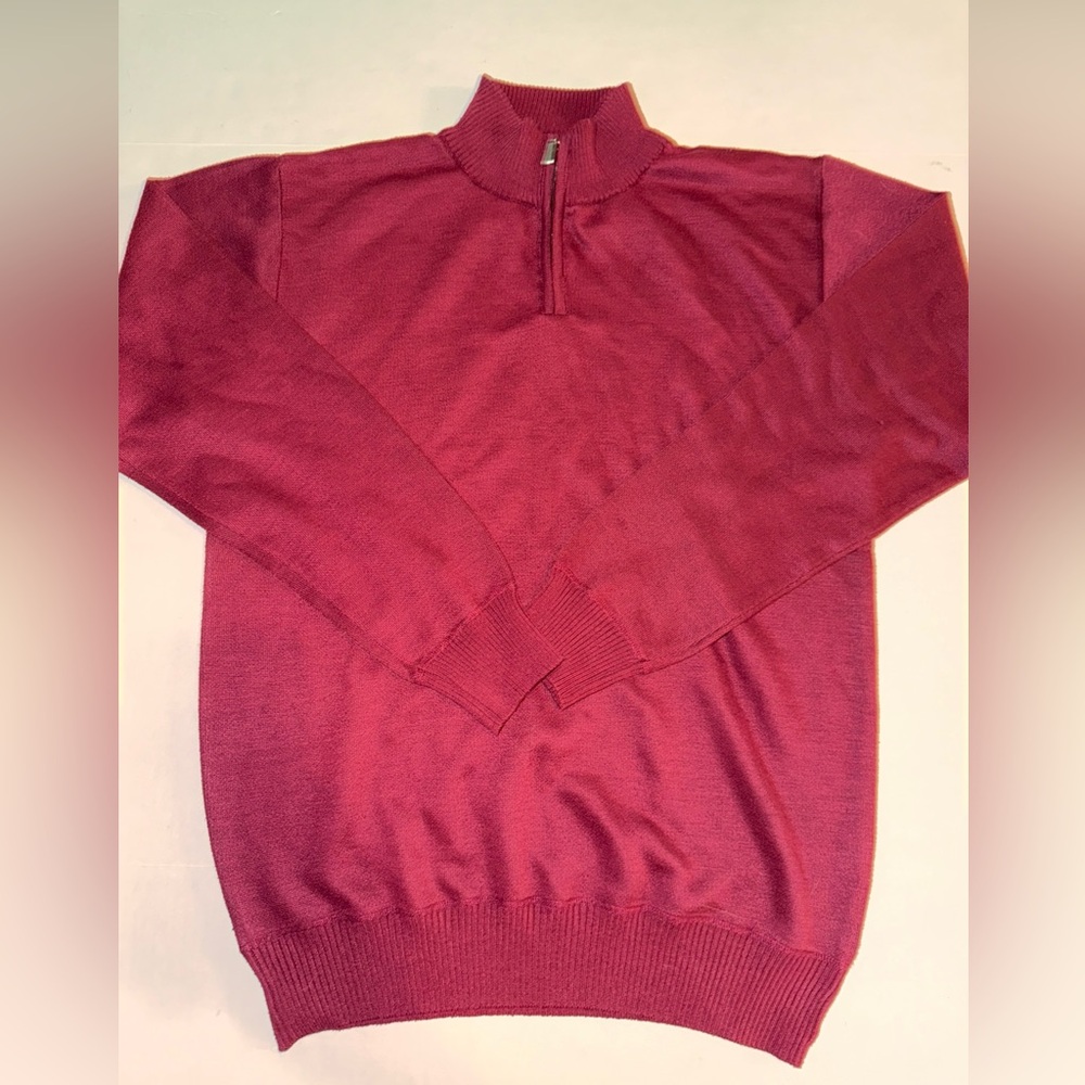Billy London Mens XXL Maroon Quarter Zip Pullover Sweater